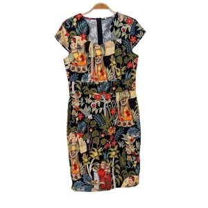 Grace Karin Frida Kahlo Print‎ Dress Floral Botanical Sheath Medium NWT